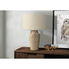 Monarch Specialties 28" H Transitional Table Lamp - Beige Ceramic / Beige Shade-The complementary beige fabric shade softens the light, enhancing the overall ambiance while providing practical lighting solutions for any transitional style spaces