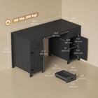 HOMCOM 53" Farmhouse Executive Desk with Drawers and 2 Cabinets - Black Wood Grain-Magnetic door catches ensure smooth and quiet cabinet operation