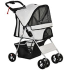 PawHut 4-Wheel One-Click Folding Pet Stroller with Brakes, Cup Holder and Travel Carrier - Grey-One-touch folding function makes storage easier 