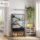 PawHut 59" H 5-Level Rolling Small Animal Cage - Dark Grey-Cloth-covered ramps prevent slipping, protect pet's feet 
