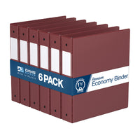 Davis Group Premium Economy Binder - Round Ring - 1.5" - Burgundy - 6 Pack-3 Ring Binder