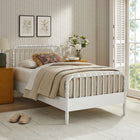 Modway Arlette Twin Size Wood Spindle Bed Frame - White-Spindle Headboard & Footboard