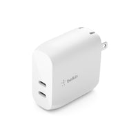 Belkin Dual 40W (20W x 2) USB-C Fast Wall Charger - White -Up to 40W of Total Output Power