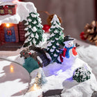 HOMCOM Animated Plug-In Lit Christmas Village with Santa and Deer-4 EVA foot pads included for extra stability 