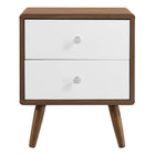 Modway Transmit 2-Drawer Nightstand - Walnut White-Particleboard and Wood Construction