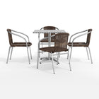 Flash Furniture 27.5" Square Aluminum Indoor-Outdoor Table Set with 4 Dark Brown Rattan Chairs-Square Table