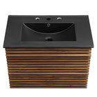 Modway Render 30" Wall-Mount Bathroom Vanity - Walnut/Black-Fixtures Not Included