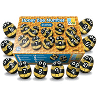 Yellow Door Honey Bee Number Stones 20-Piece Set-These durable and attractive honey bee stones to explore number sequences, odd and even numbers