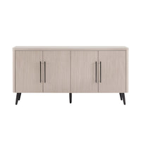 Manhattan Comfort Jodie 64.6" Mid-Century Modern Sideboard - Whitewashed Oak-Mid-Century Modern Sideboard and Buffet Stand for Dining Room and Living Room Use