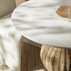Modway Zale 36" Marble and Seagrass Dining Table - White Natural-Non-Marking Floor Glides