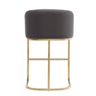 Manhattan Comfort Louvre 20" Mid-Century Modern Faux Leather Upholstered Counter Stool - Grey and Titanium Gold-Delivered to you Fully Assembled! No Assembly Required