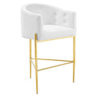 Modway Savour Tufted Performance Velvet Bar Stool - White-Tufted Dining Bar Stool