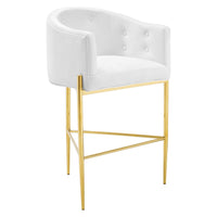 Modway Savour Tufted Performance Velvet Bar Stool - White-Tufted Dining Bar Stool