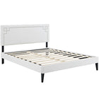 Modway Ruthie Vinyl Queen Platform Bed with Squared Tapered Legs - White-Fine Vinyl Upholstery