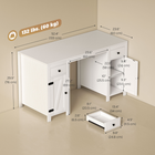 HOMCOM 53" Farmhouse Executive Desk with Drawers and 2 Cabinets - White Wood Grain-Magnetic door catches ensure smooth and quiet cabinet operation