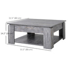 HOMCOM 2 Tier Modern Coffee Table with Shelf - Wood Grain-Perfect for use as a coffee table, extra storage, or small TV stand (up to 132lbs)
