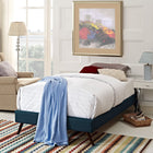 Modway Helen Fabric Twin Bed Frame with Round Splayed Legs - Azure-Upholstered in Polyester