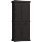 HOMCOM 71" H Kitchen Pantry Cabinet with Spice Racks and LED Lights - Black-Adjustable LED light with sensor to enhance visibility and energy efficiency 