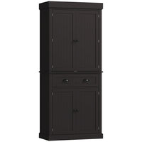 HOMCOM 71" H Kitchen Pantry Cabinet with Spice Racks and LED Lights - Black-Adjustable LED light with sensor to enhance visibility and energy efficiency 
