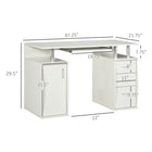 HOMCOM 47.2" Computer Desk with Keyboard Tray and Storage Drawers - White-Cabinet with cable hole at the back for keeping cables organized 