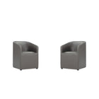 Manhattan Comfort Anna Round 23.23" Modern Faux Leather Upholstered Dining Armchair - Pewter - Set of 2-Modern Dining Armchair for Dining Room and Task Use. Set of 2