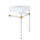 Modway Redeem 24" Silver Stainless Steel Wall-Mount Bathroom Vanity - Silver/White-Ceramic Sink Basin