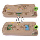 Simplay3 Carry & Go Track Table-Side 2 has molded-in train tracks to accommodate child’s wooden train sets