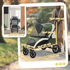 PawHut Foldable Pet Stroller for Dogs - Dark Green-Detachable wheels to save space when not in use 