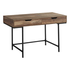 Monarch Specialties 7557 48" Computer Desk - Brown Reclaimed Wood/Black Metal-Computer desk in a brown reclaimed wood-look finish with 2 storage drawers featuring wide, cutout handles and metal drawer slides