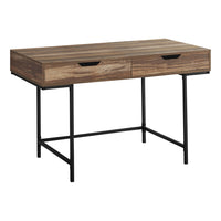 Monarch Specialties 7557 48" Computer Desk - Brown Reclaimed Wood/Black Metal-Computer desk in a brown reclaimed wood-look finish with 2 storage drawers featuring wide, cutout handles and metal drawer slides