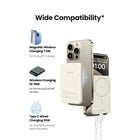 UGREEN Mini Magnetic Wireless 20W 10,000 mAh Power Bank - White-Strong Magnetic Attachment: The magnetic battery pack offers 7.5W fast wireless charging and stays securely in place thanks to its strong built-in magnets and non-slip silicone surface. It aligns perfectly with your iPhone and allows you to comfortably use your phone for calls, selfies, and more while charging.