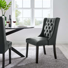 Modway Baronet Button Tufted Vegan Leather Dining Chair - Grey-Dense Foam Padding