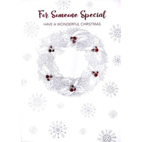 Mill Brook Studio Christmas Greeting Cards/Envelopes - 5-3/8" x 7-3/4" - For Someone Special: Silver Wreath & Berries - 18 Pack-Card shop quality greeting cards