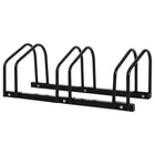 HOMCOM 3-Bike Bicycle Floor Parking Rack for Indoor and Outdoor Use - Black-Made from heavy duty steel for long term durability