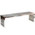 Modway Gridiron Large Stainless Steel Bench - Silver-Perfect Modern Bench or Table