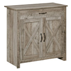 HOMCOM Farmhouse 31.5" L Sideboard Buffet Cabinet with Storage - Ash Grey-The surface of this sideboard delivers a rustic style