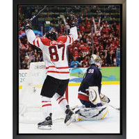 Frameworth Sidney Crosby Classic Series 2010 Olympics Golden Goal - Framed Canvas - 18.5" x 22.5"-Officially licensed Team Canada hockey canvas featuring Sidney Crosby's iconic 2010 Olympics Golden Goal