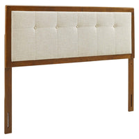Modway Draper Tufted Fabric and Wood King Headboard - Walnut Beige-Upholstered King Headboard