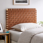 Modway Sparta Weave Vegan Leather Twin Headboard - Natural Brown-Wood Frame