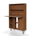 Nexera Slim Bar Cabinet - Secretary Bookcase Desk With Storage - Walnut-6