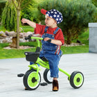 Qaba Kids Tricycle with Adjustable Seat and Basket - Green-10" front and 8" rear EVA wheels 