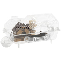 PawHut Hamster Cage Full Transparent Viewing for Dwarf Hamster-Enjoy a clear view with this villa-style hamster cage featuring natural wood accessories
