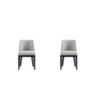 Manhattan Comfort Gansevoort 19" Modern Faux Leather Upholstered Dining Chair - Stone Grey - Set of 2-Modern Dining Chair for Dining Room and Task Use. Set of 2