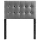 Modway Lily Biscuit Tufted Performance Velvet Twin Headboard - Grey-Dense Foam Padding