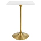 Modway Lippa 28" Square Wood Bar Table - Gold White-Modern Bar Table