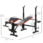 Soozier Adjustable Weight Bench with Leg Extension - Barbell Rack - Preacher Curl Pad-3 workout weight bench positions 