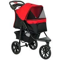 PawHut 3-Wheel Folding Pet Stroller for Small Dogs - Red-Solid construction with steel frame and Oxford fabric make this stroller sturdy for long-lasting use 