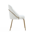 Manhattan Comfort Gracie 24.2" Modern Leatherette Upholstered Dining Chair - White and Gold - Set of 2-Seat Height: 19.5 in