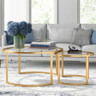 Hudson&Canal Mitera Round Nested Coffee Table - Brass-Features easy assembly