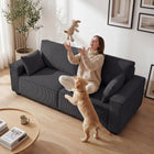 HOMCOM 86" Corduroy 3 Seater Sofa Couch with Spring Cushion - Dark Grey-Material: Corduroy (100% Polyester), Original Foam, Doll Cotton, Metal, Multilayer Board